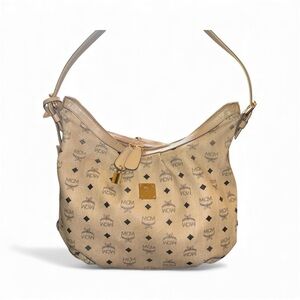 MCM Tan Monogram Hobo Bag